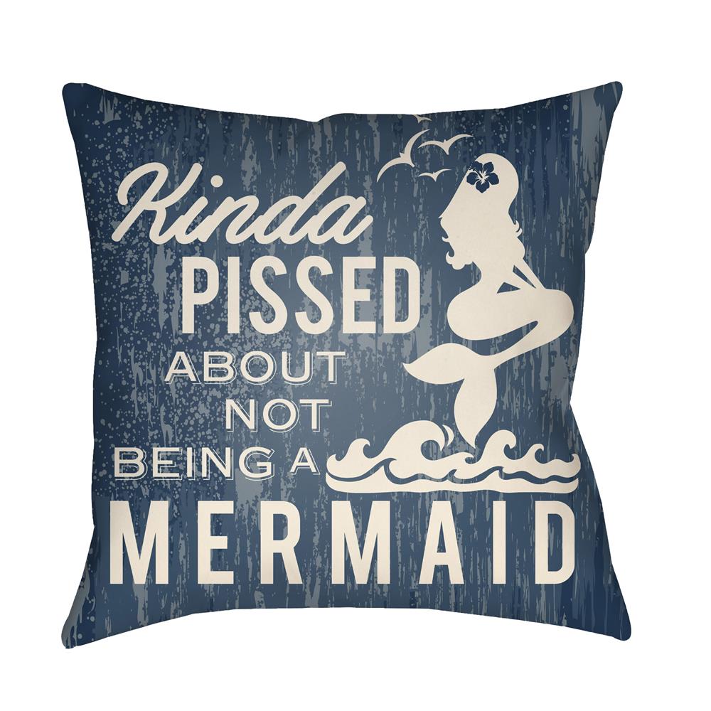 Artistic Weavers LTCH1535 Litchfield Mermaid Pillow Poly Filled 16" x 16" in Navy Blue