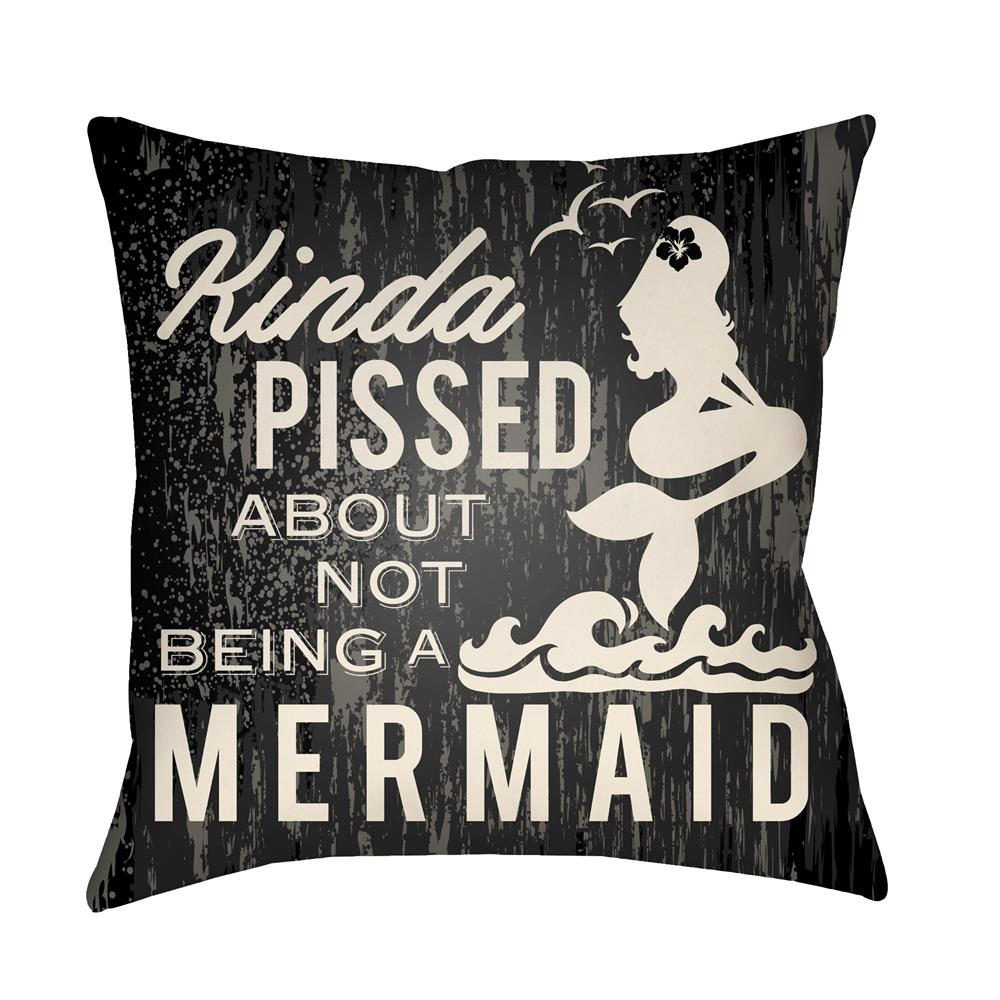 Artistic Weavers LTCH1536 Litchfield Mermaid Pillow Poly Filled 20" x 20" in Onyx Black