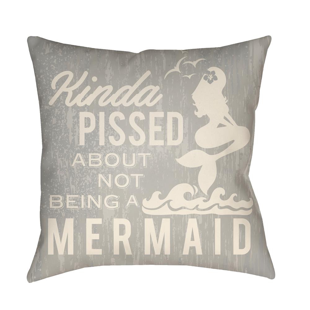 Artistic Weavers LTCH1538 Litchfield Mermaid Pillow Poly Filled 20" x 20" in Gray