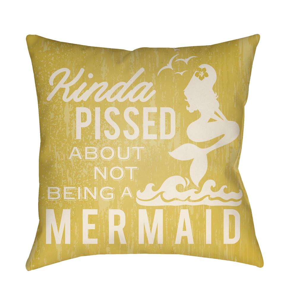 Artistic Weavers LTCH1539 Litchfield Mermaid Pillow Poly Filled 16" x 16" in Bright Yellow