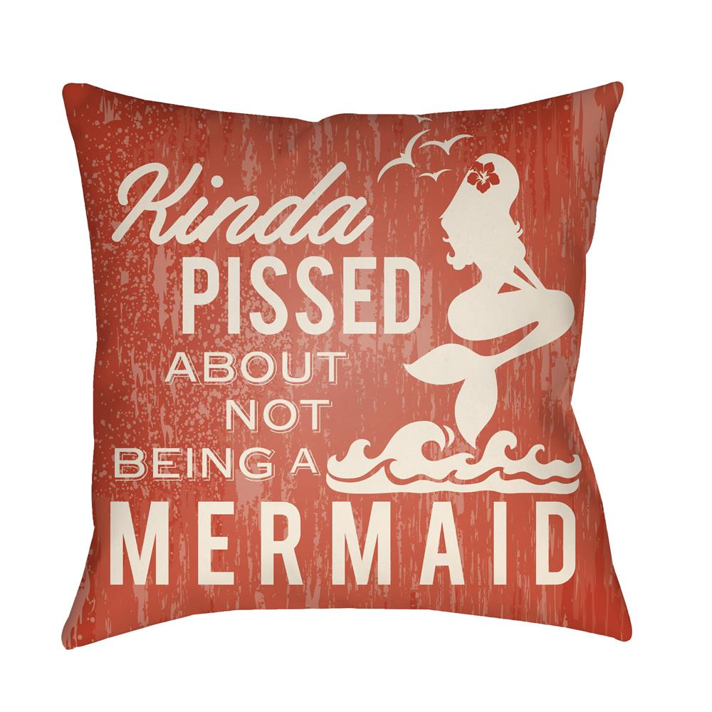 Artistic Weavers LTCH1540 Litchfield Mermaid Pillow Poly Filled 20" x 20" in Poppy Red