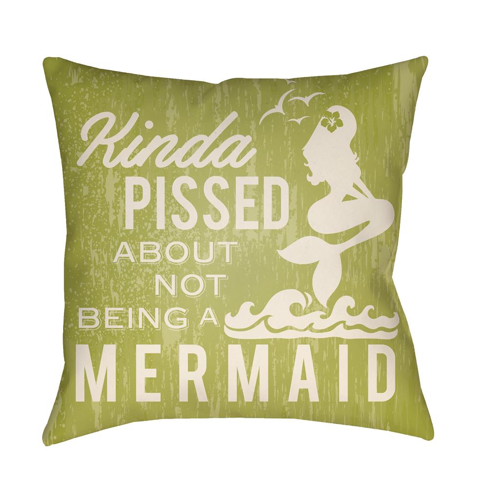 Artistic Weavers LTCH1547 Litchfield Mermaid Pillow Poly Filled 20" x 20" in Lime Green