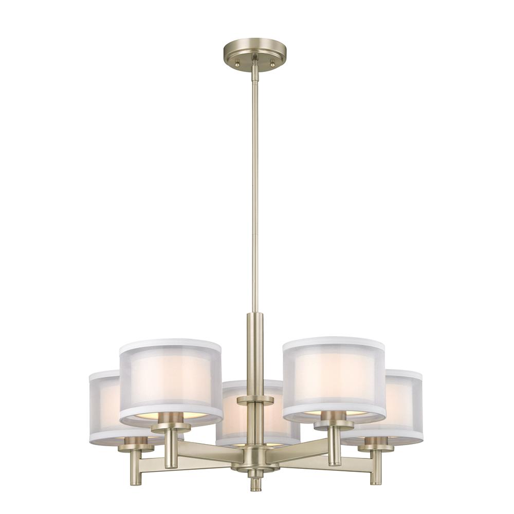 Dolan Designs 1270-09 Double Organza 5 lt chandelier Satin Nickel