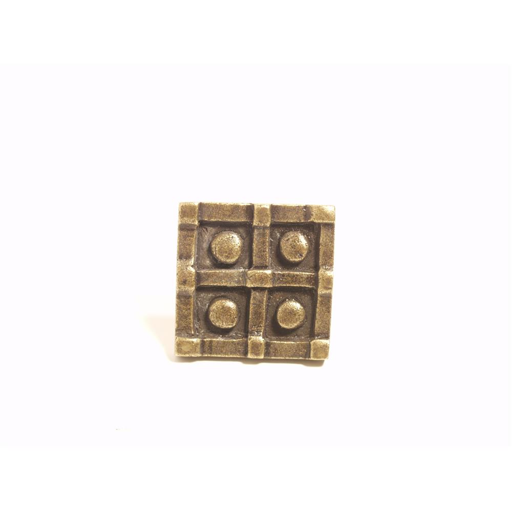 Emenee OR377-AC O Premier Collection 1-1/2 inch Square Dotted Knob 1-1/2 inch in Antique Matte Copper Squares Series