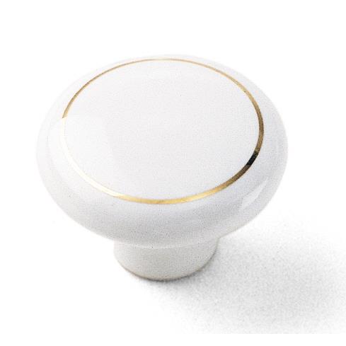 Laurey 01842 1 1/2" Porcelain Knob - White with Ring in the Porcelain Knobs collection