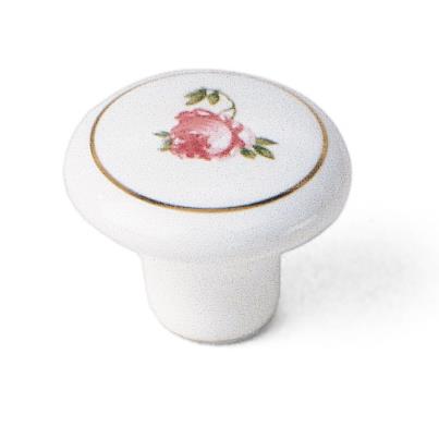 Laurey 02042 1 1/2" Porcelain Knob - White with Flowers in the Porcelain Knobs collection