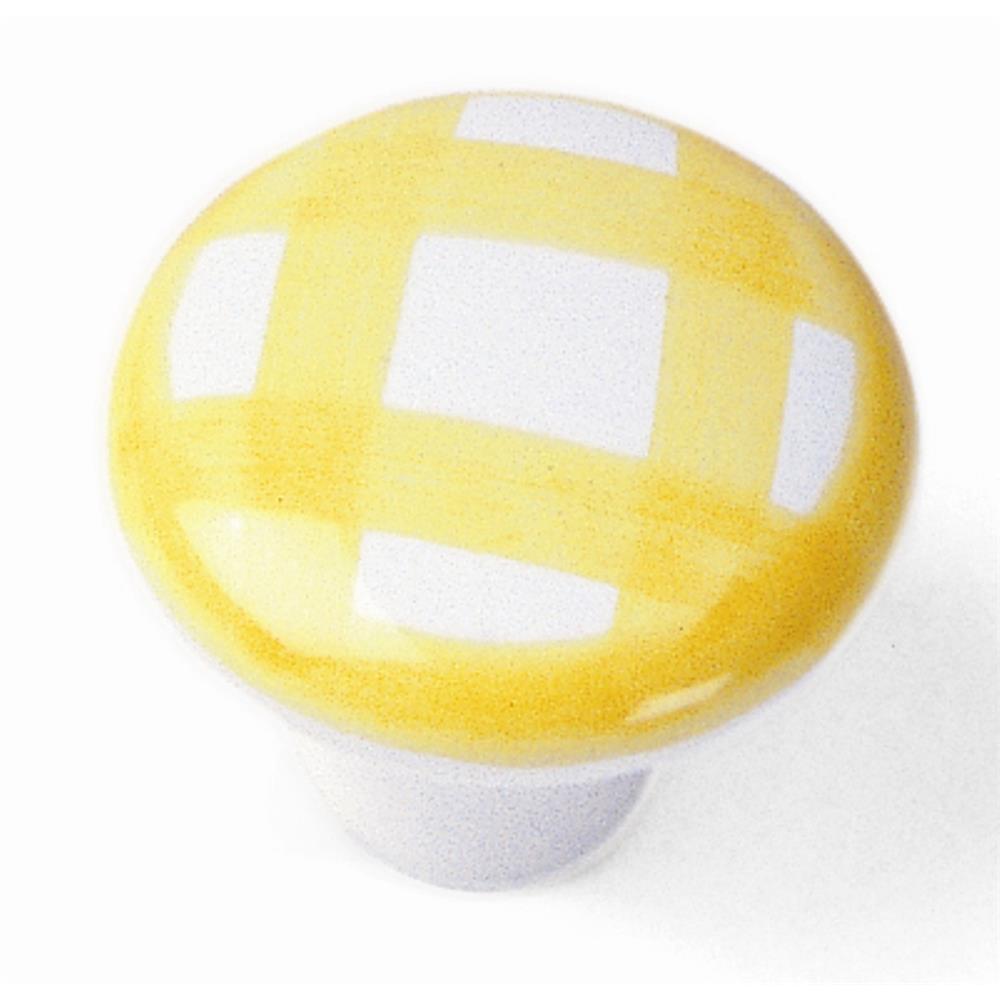 Laurey 08801 1 1/2" Porcelain Knob - Tattersal Yellow