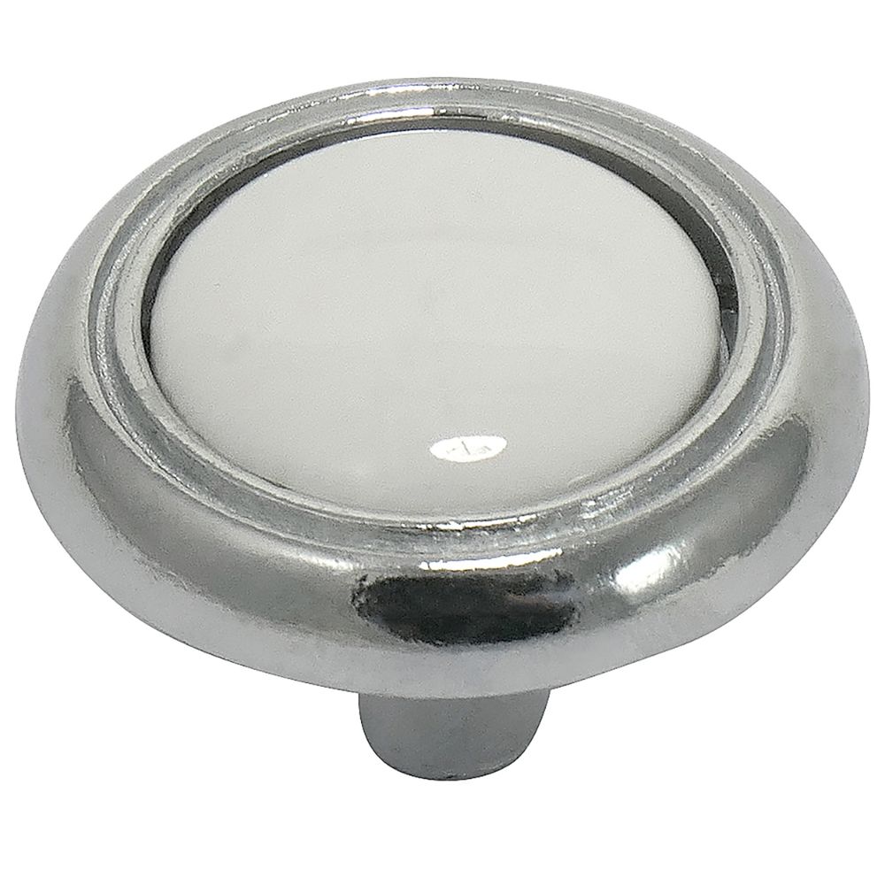 Laurey 15427 1 1/4" First Family Knob - Chrome & White in the First Family collection