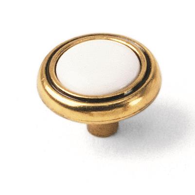 Laurey 15441 1 1/4" First Family Knob-White-Antique Brass in the First Family collection