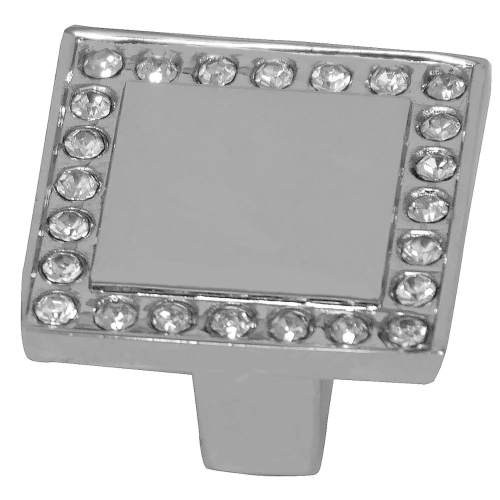 MNG Hardware 18426 Bellagio Square Knob - Polished Chrome/Crystal