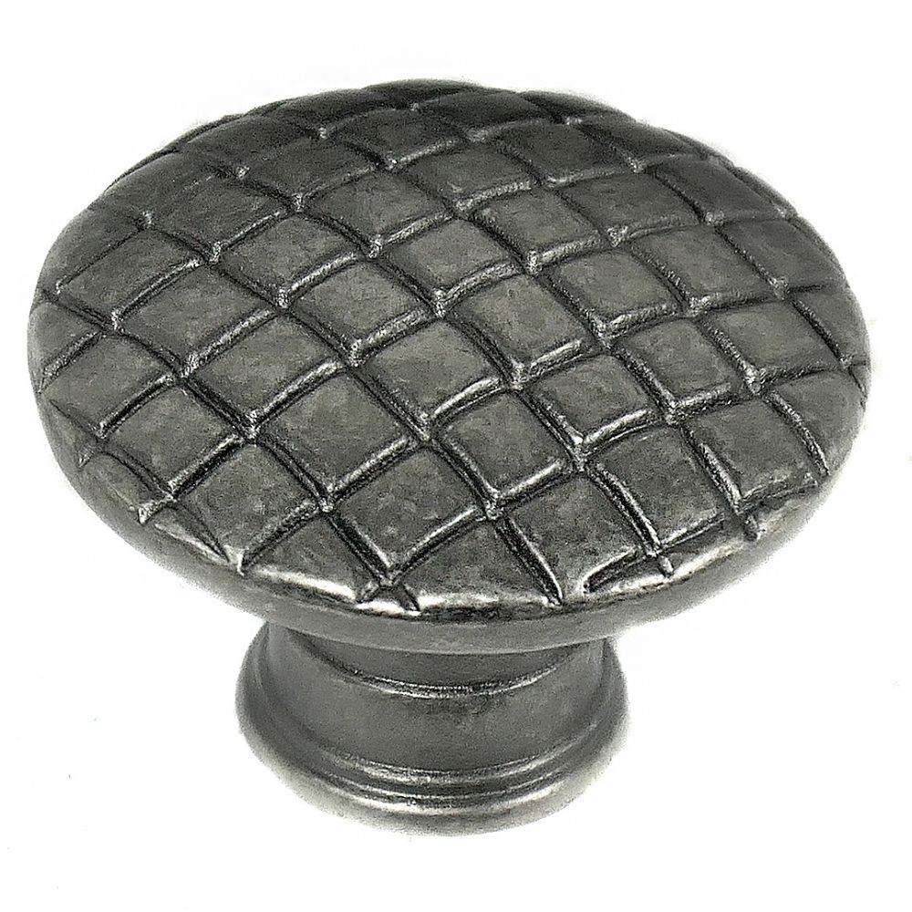 Laurey 24506 1 1/4" Windsor Cross-Hatch Knob - Antique Pewter in the Windsor collection