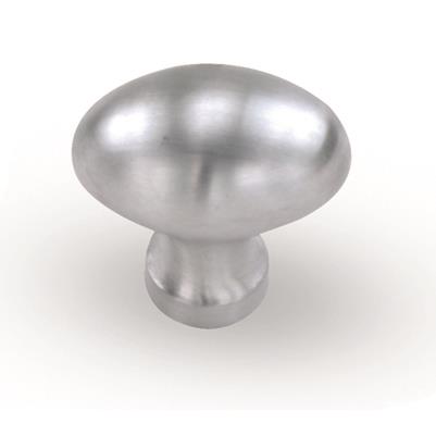 Laurey 45639 1 1/4" Solid Brass Oval Knob - Satin Chrome in the Gleaming Solid Brass collection
