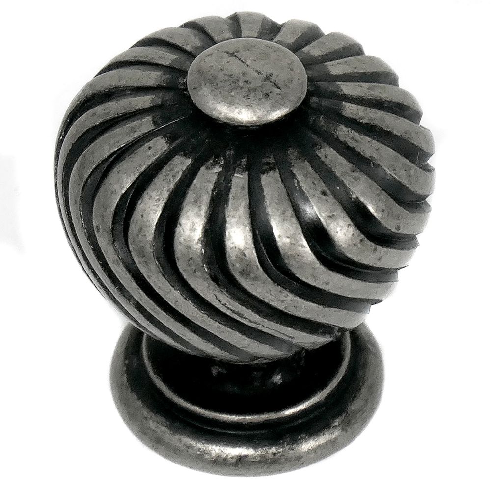 MNG Hardware 83964 1 1/4" Knob - French Twist - Distressed Pewter Nickel
