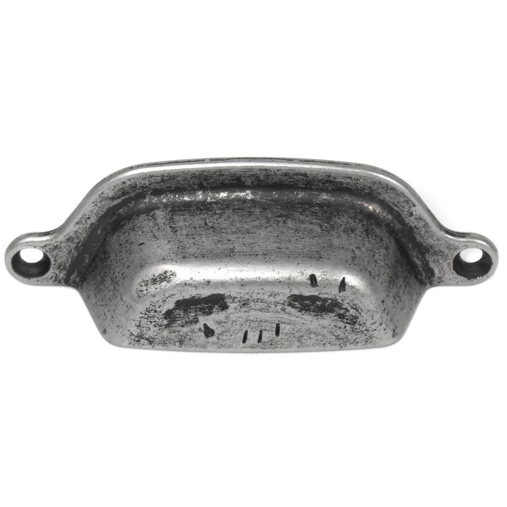 MNG Hardware 84764 3" Cup Pull - Riverstone - Distressed Pewter