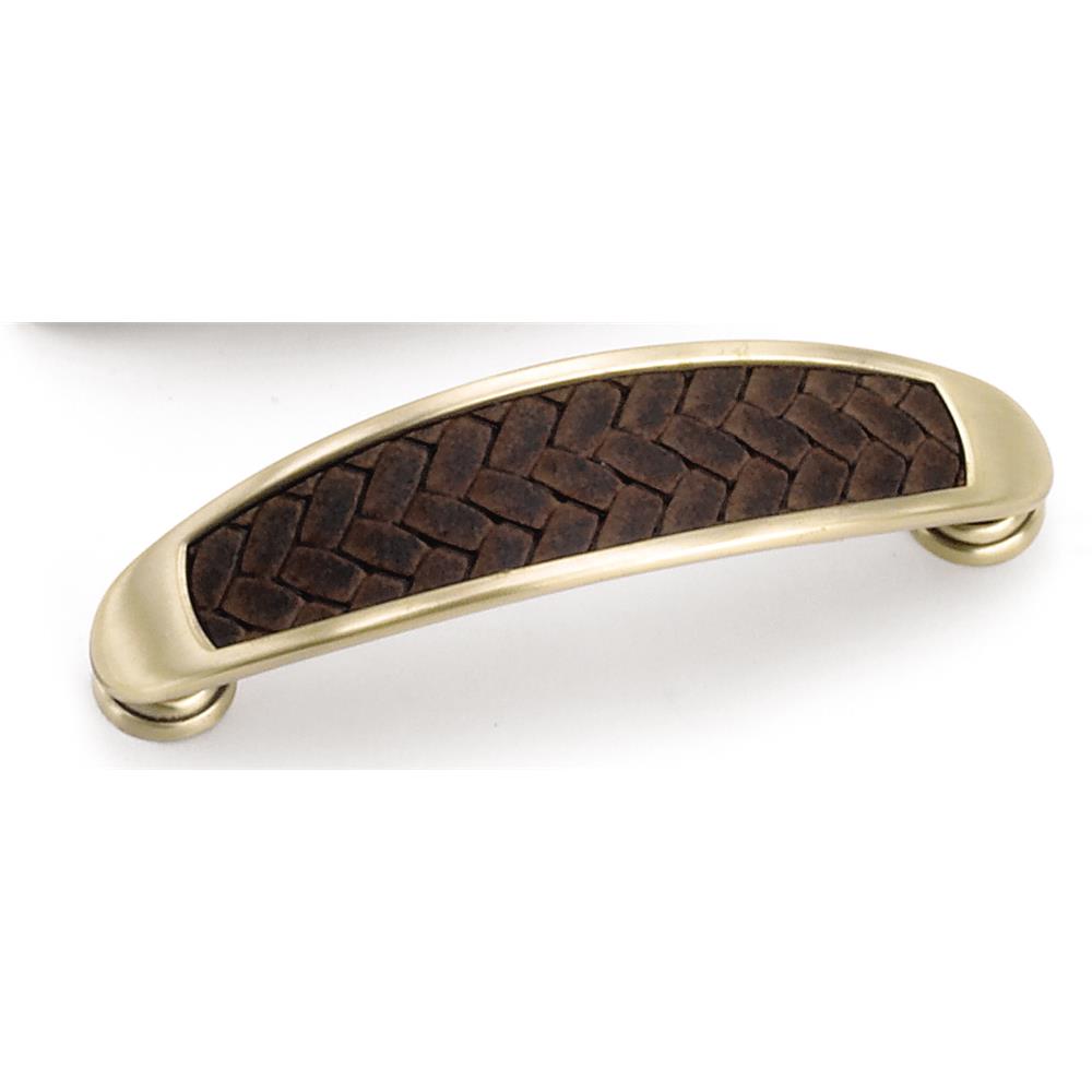 Laurey 12394 3 1/2" Churchill Arch Pull-Satin Brass / Brown Leather Insert in the Churchill collection