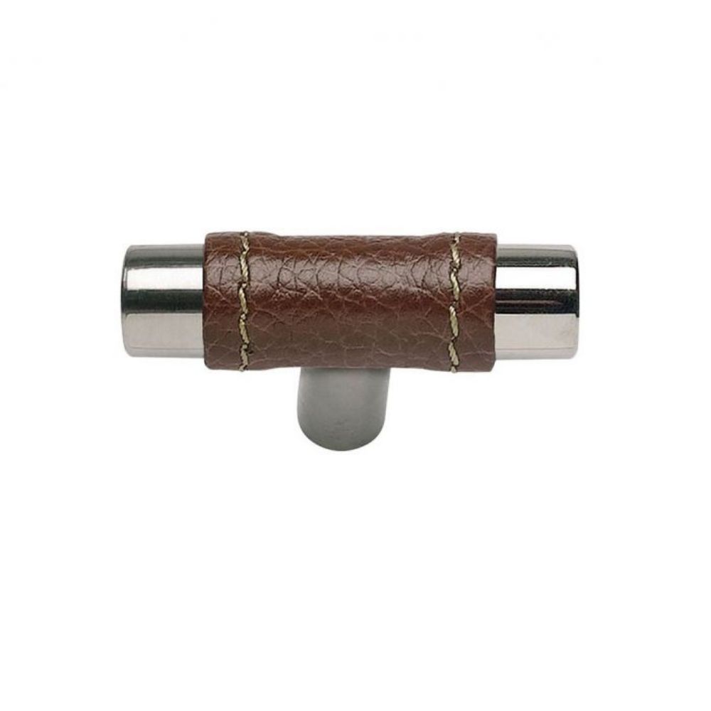 Atlas Homewares 288-OW-WB Zanzibar Brown Leather Knob 1 7/8" in Warm Brass