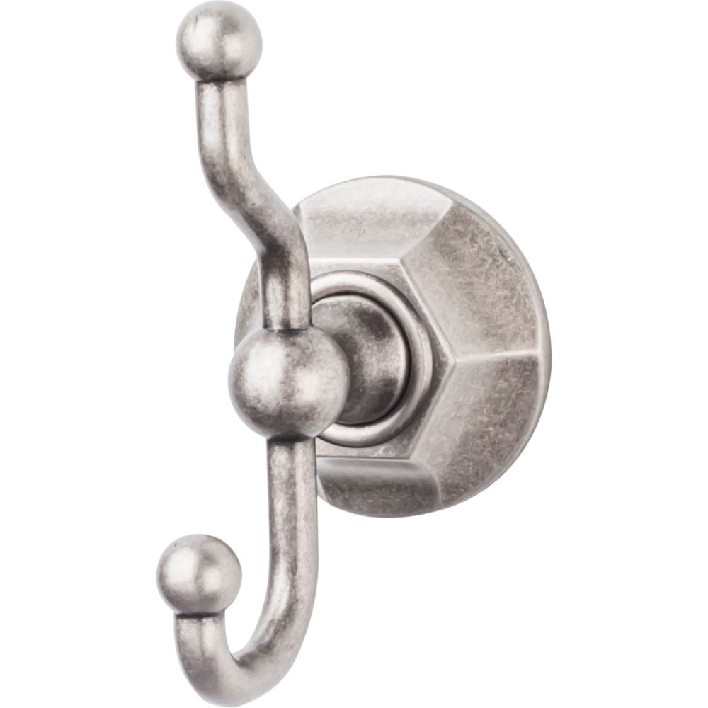 Top Knobs ED2APB Edwardian Bath Double Hook - Antique Pewter - Hex Backplate