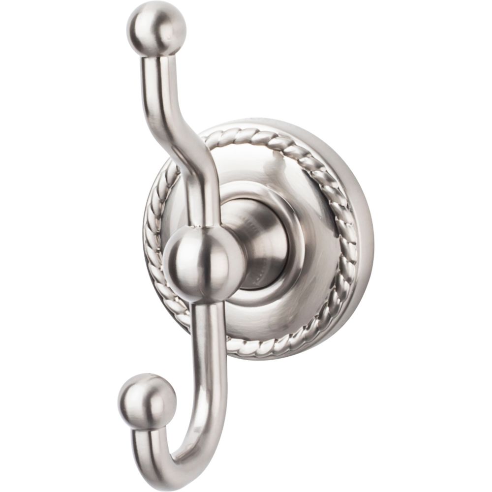 Top Knobs ED2BSNF Edwardian Bath Double Hook - Brushed Satin Nickel - Rope Backplate