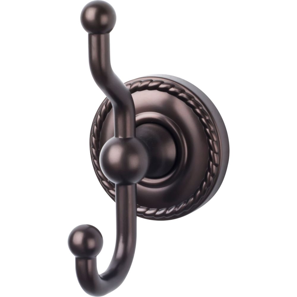 Top Knobs ED2ORBF Edwardian Bath Double Hook - Oil Rubbed Bronze - Rope Backplate