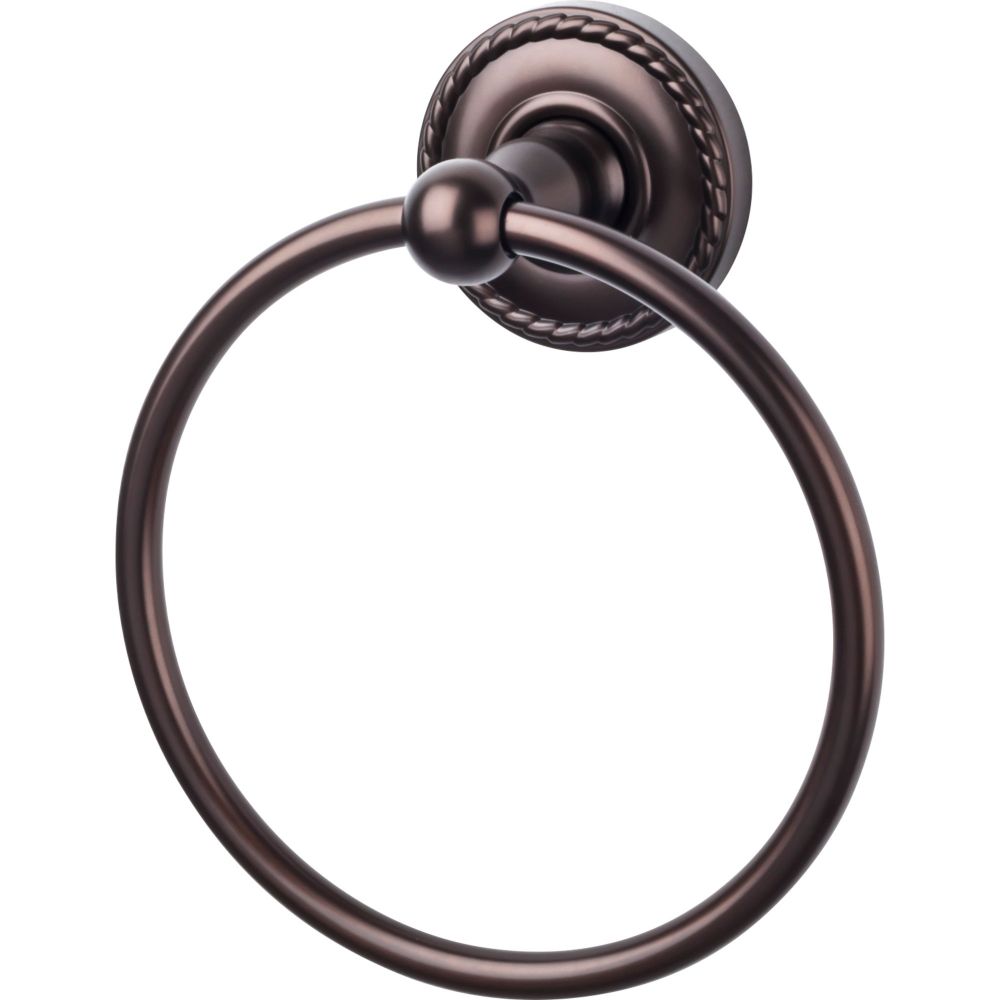 Top Knobs ED5ORBF Edwardian Bath Ring - Oil Rubbed Bronze - Rope Backplate