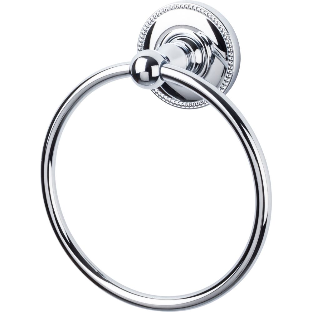 Top Knobs ED5PCA Edwardian Bath Ring - Polished Chrome - Beaded Backplate
