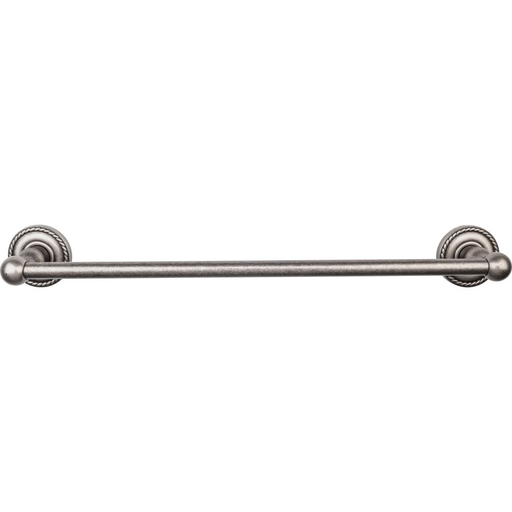 Top Knobs ED6APF Edwardian Bath 18" Single Towel Bar - Antique Pewter - Rope Backplate