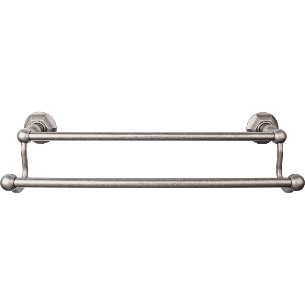 Top Knobs ED7APB Edwardian Bath 18" Double Towel Bar - Antique Pewter - Hex Backplate