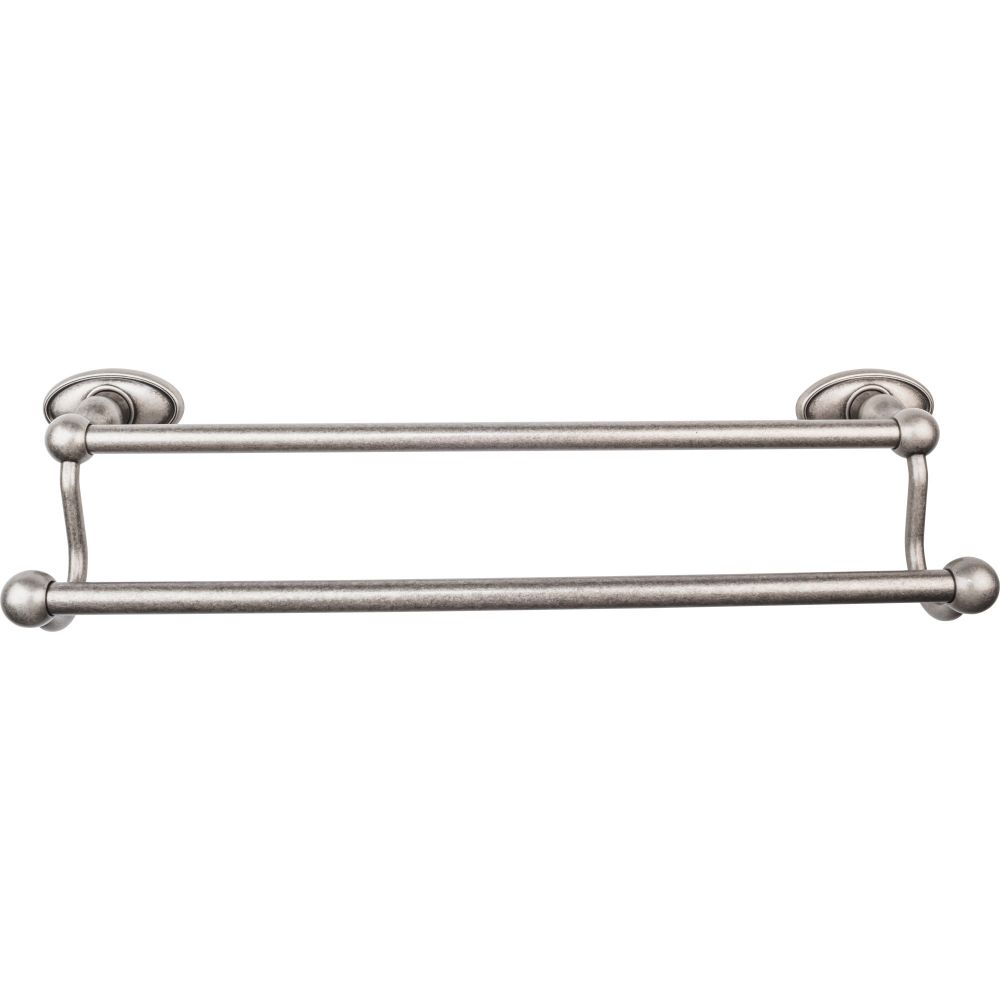 Top Knobs ED7APC Edwardian Bath 18" Double Towel Bar - Antique Pewter - Oval Backplate