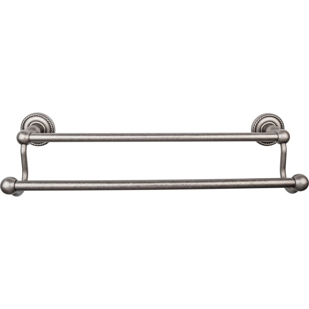 Top Knobs ED7APF Edwardian Bath 18" Double Towel Bar - Antique Pewter - Rope Backplate