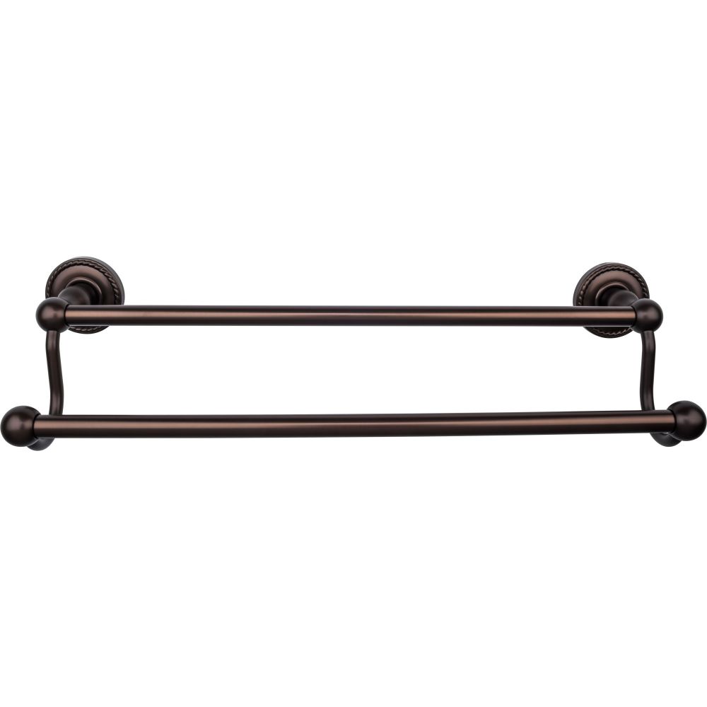 Top Knobs ED7ORBF Edwardian Bath 18" Double Towel Bar - Oil Rubbed Bronze - Rope Backplate