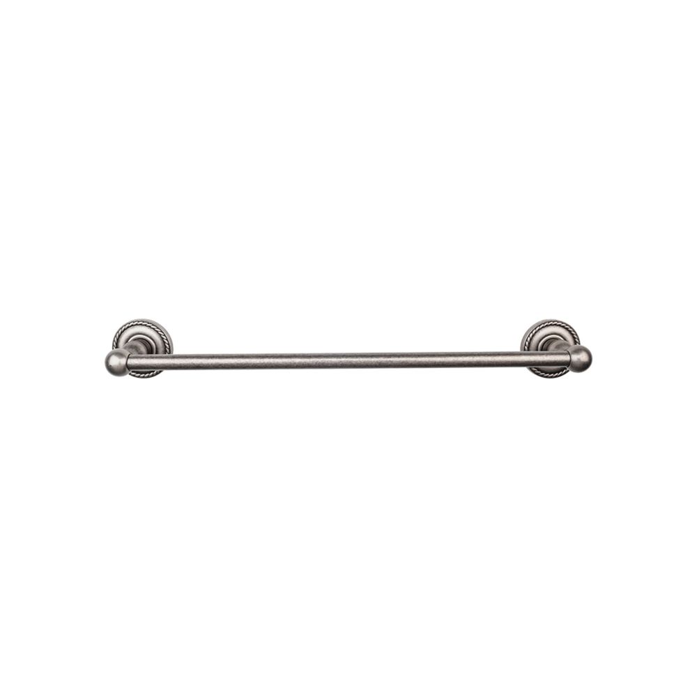 Top Knobs ED8APF Edwardian Bath 24" Single Towel Bar - Antique Pewter - Rope Backplate