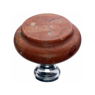 Top Knobs M123C - Honed Red Travertine 1 3/8 with Chrome base - Chateau Collection 