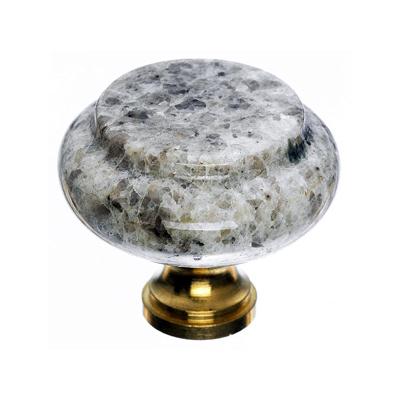 Top Knobs M130 - Kashmire White Granite 1 3/8 with Brass base - Chateau Collection 