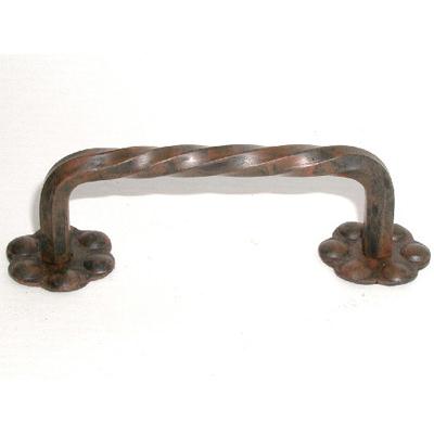 Top Knobs M645 Thin Twist D-Pull w/Backplate 3 5/32" (c-c) - Patina Rouge