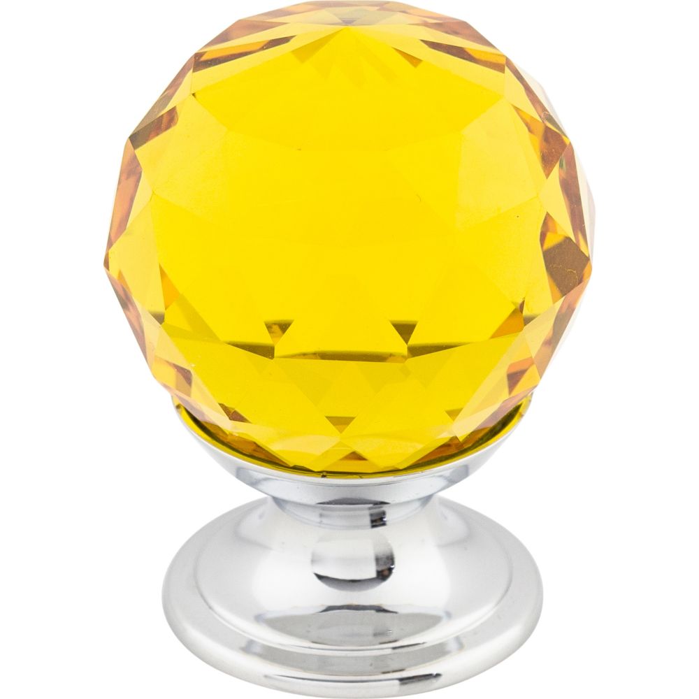 Top Knobs TK111PC Amber Crystal Knob 1 1/8" w/ Polished Chrome Base