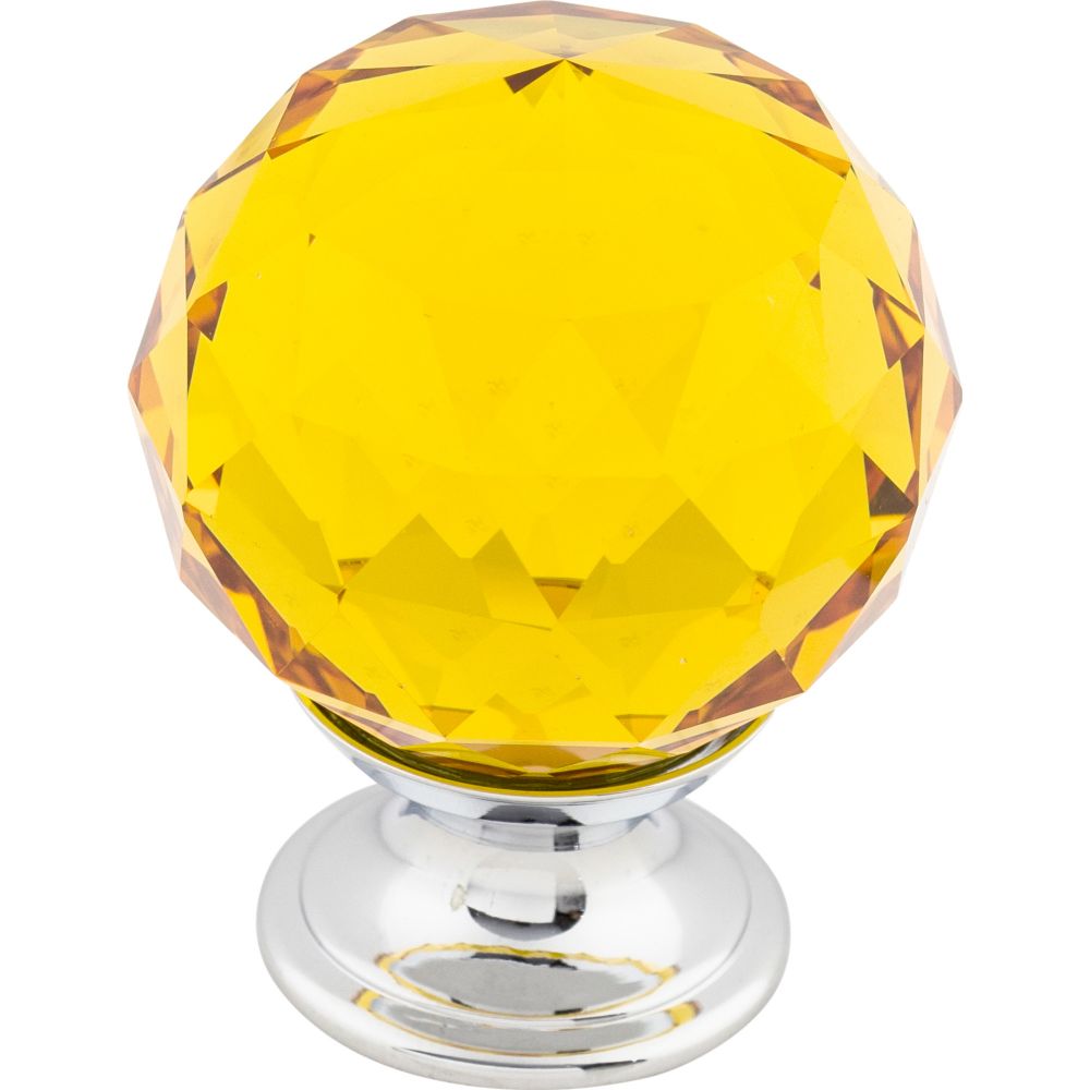 Top Knobs TK112PC Amber Crystal Knob 1 3/8" w/ Polished Chrome Base