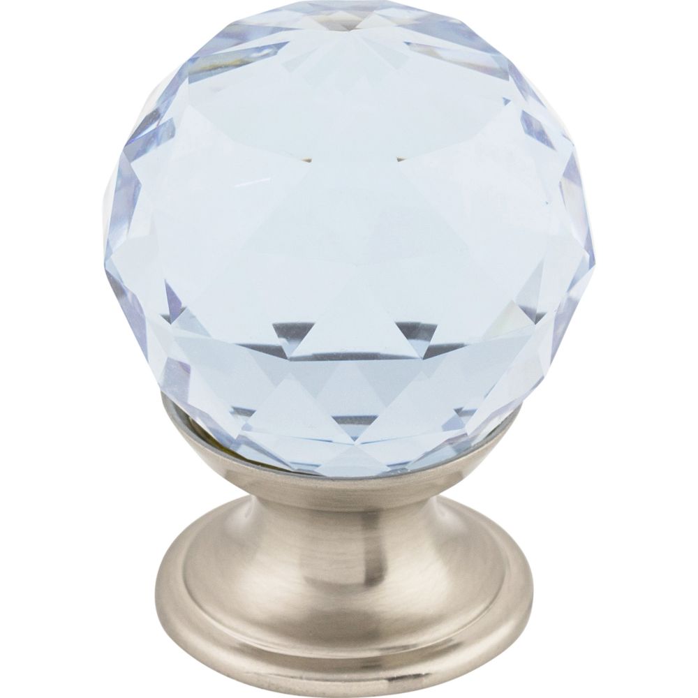 Top Knobs TK113BSN Light Blue Crystal Knob 1 1/8" w/ Brushed Satin Nickel Base