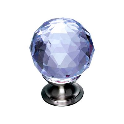 Top Knobs TK114BSN Light Blue Crystal Knob 1 3/8" w/ Brushed Satin Nickel Base