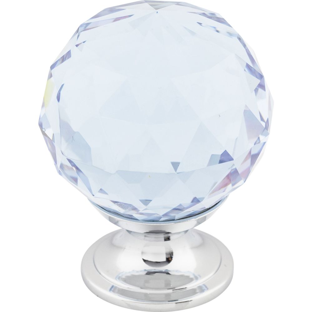 Top Knobs TK114PC Light Blue Crystal Knob 1 3/8" w/ Polished Chrome Base