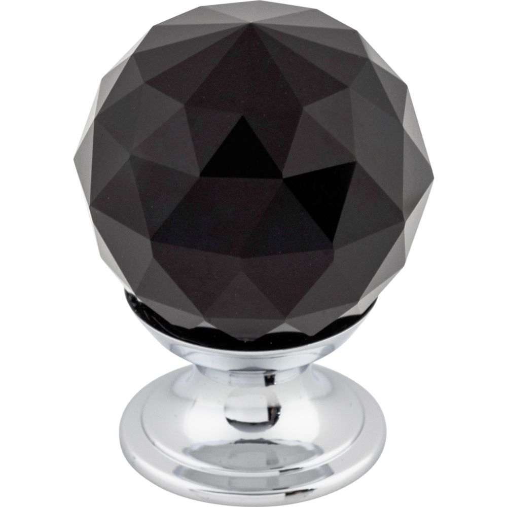 Top Knobs TK115PC Black Crystal Knob 1 1/8" w/ Polished Chrome Base