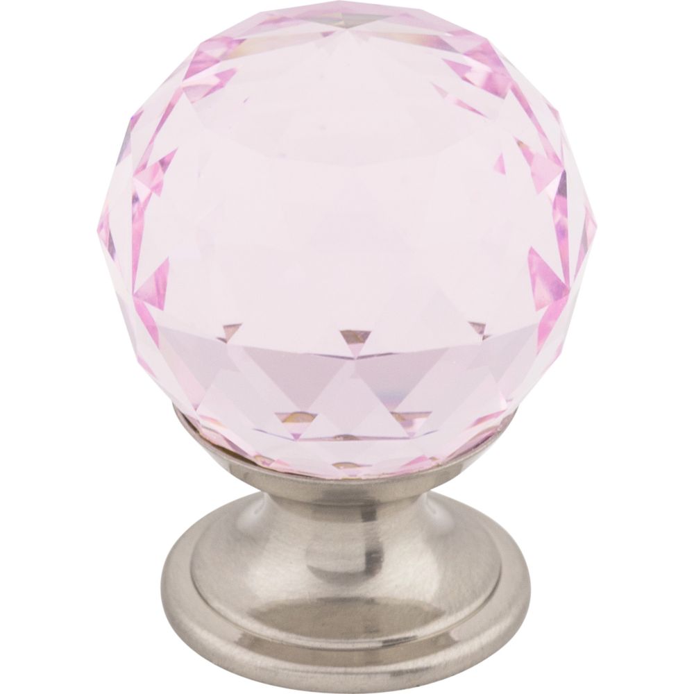 Top Knobs TK117BSN Pink Crystal Knob 1 1/8" w/ Brushed Satin Nickel Base