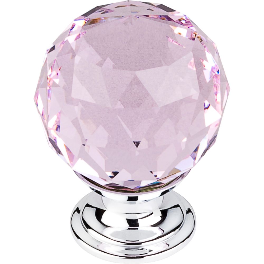 Top Knobs TK118PC Pink Crystal Knob 1 3/8" w/ Polished Chrome Base