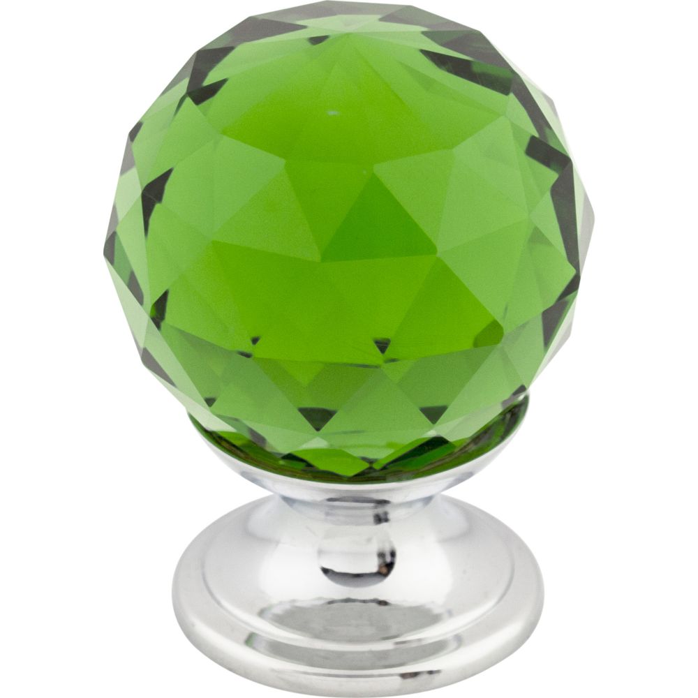 Top Knobs TK119PC Green Crystal Knob 1 1/8" w/ Polished Chrome Base