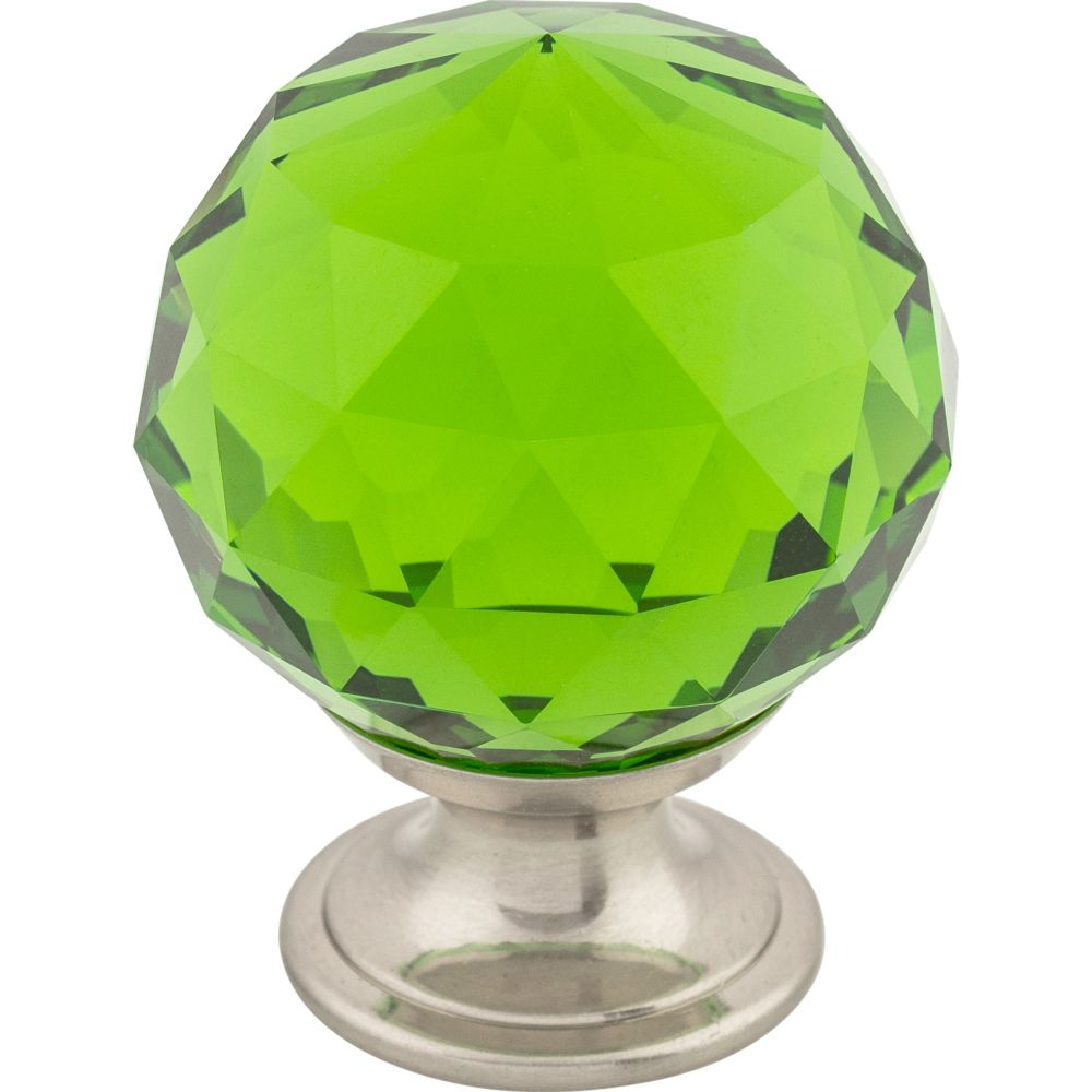 Top Knobs TK120BSN Green Crystal Knob 1 3/8" w/ Brushed Satin Nickel Base