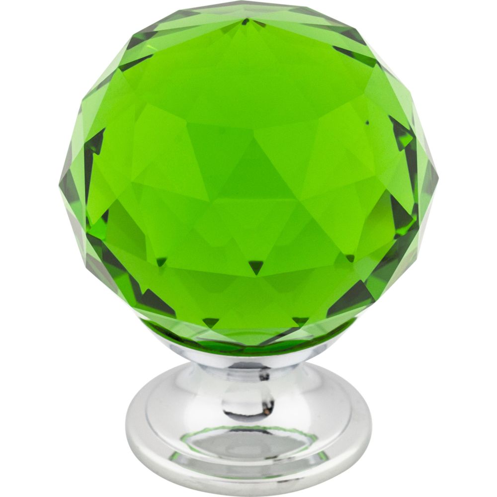 Top Knobs TK120PC Green Crystal Knob 1 3/8" w/ Polished Chrome Base