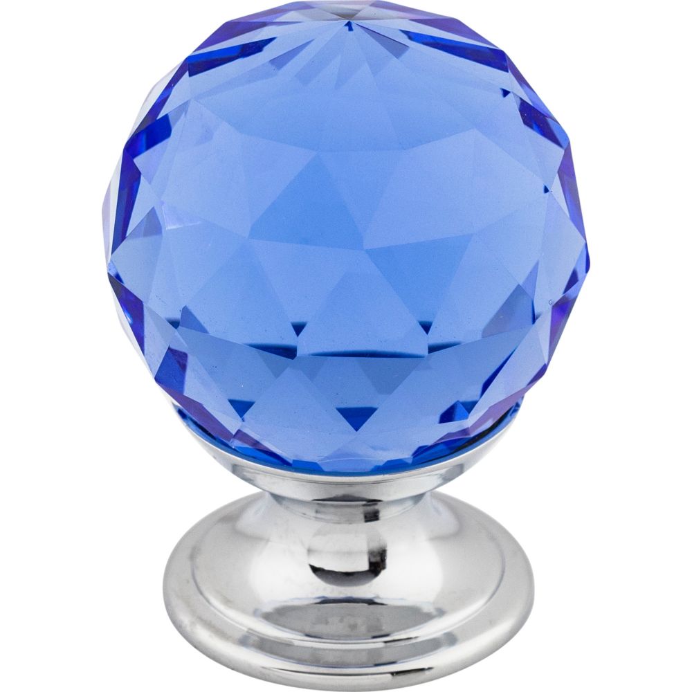 Top Knobs TK123PC Blue Crystal Knob 1 1/8" w/ Polished Chrome Base