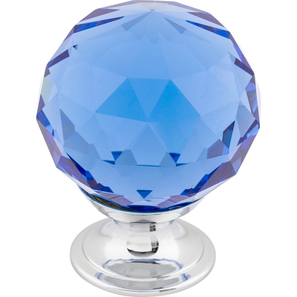 Top Knobs TK124PC Blue Crystal Knob 1 3/8" w/ Polished Chrome Base