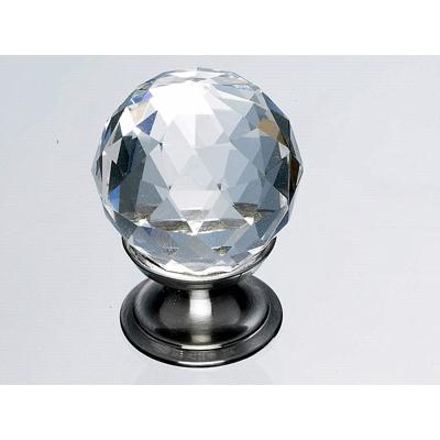 Top Knobs TK125BSN Clear Crystal Knob 1 1/8" w/ Brushed Satin Nickel Base