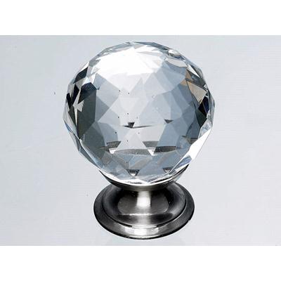 Top Knobs TK126BSN Clear Crystal Knob 1 3/8" w/ Brushed Satin Nickel Base