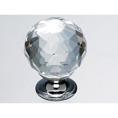 Top Knobs TK126PC Clear Crystal Knob 1 3/8" w/ Polished Chrome Base